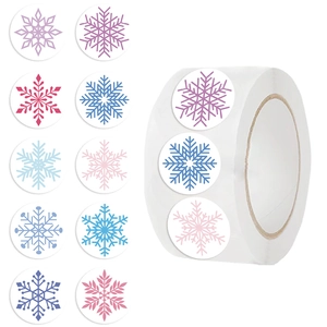 500pcs roll of colorful snowflake stickers for Christmas gift wrapping and DIY crafts