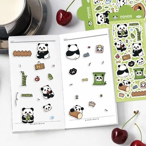 Cute cartoon panda sticker set for DIY scrapbooking featuring bamboo and panda themes