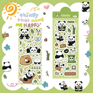 Cute Cartoon Panda PET Stickers For Scrapbooking DIY Journal Decoration Waterproof Matte Stationery Decals
