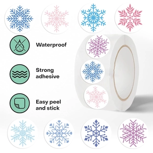 500pcs snowflake Christmas sealing stickers roll for gift cards and envelope decor
