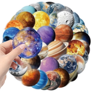 50pcs waterproof cartoon solar system planet stickers for scrapbooking and laptops