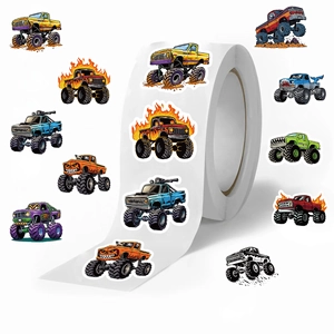 500pcs monster truck cartoon stickers roll for kids and scrapbooking decoration