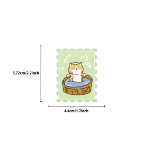 Détail montrant les dimensions d'un autocollant de timbre de chat mignon de dessin