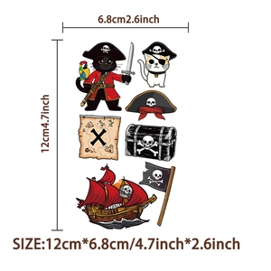 Detailed sheet of pirate cartoon waterproof tattoo stickers with 12x6.8cm dimensions