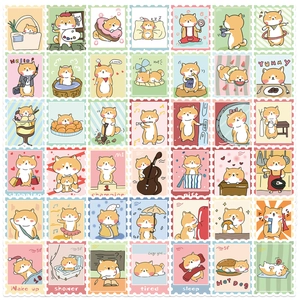 Autocollants Shiba Inu Dessin Animé Imperméables PVC Style Timbre Décalcomanies Décoratives DIY Pour Ordinateur Bagages Guitare