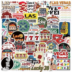 Las Vegas Graffiti Stickers Waterproof PVC Cartoon Casino Gambling Theme Decals For Laptop Guitar Luggage Decor Stickers