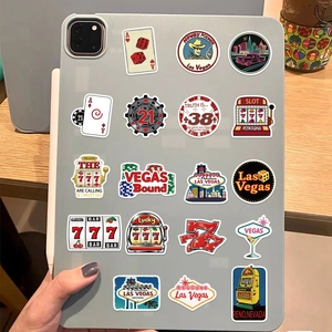 50-piece Las Vegas graffiti sticker set for laptops and luggage with retro casino designs