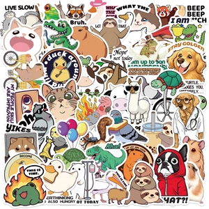Autocollants Meme Animaux Drôles Dessins Animés Décalcomanies Graffiti en Vinyle PVC Imperméable pour Ordinateur Portable Bagages