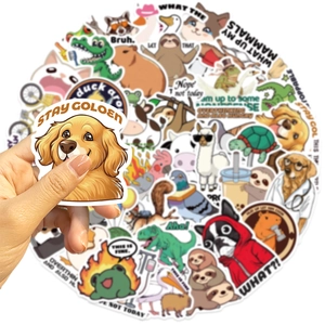 50 autocollants animaux mignons drôles pour ordinateur et guitare stickers vinyle étanche