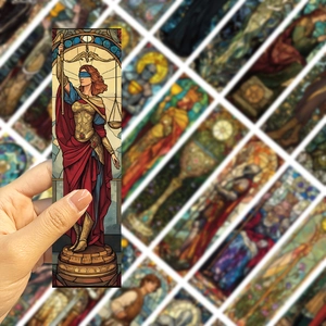 Set di 30 segnalibri artistici stile vetro colorato con illustrazioni tarocchi Giustizia