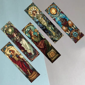 Segnalibri tarocchi in stile vetro colorato con motivi gotici e immagini mistiche