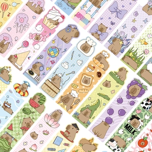 Cute Capybara cartoon bookmarks set with creative DIY paper material for journaling