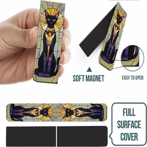 Λεπτομέρεια από μαγνητικούς σελιδοδείκτες με αιγυπτιακές γάτες και πλήρη μαγνήτη