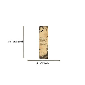 Detailed dimension guide for vintage kraft paper bookmark with dark gothic Halloween motifs