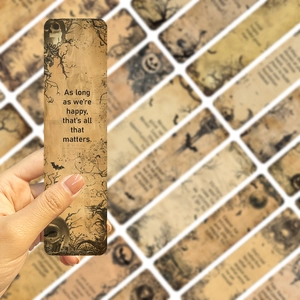 Retro kraft paper bookmarks with dark inspirational quotes and Halloween illustrations