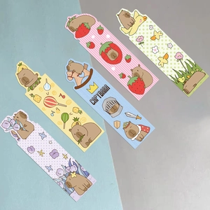Set of 5 cute cartoon Capybara bookmarks with creative shapes and colorful patterns