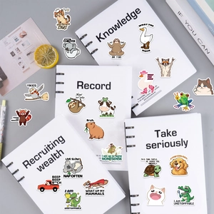 Lot de 50 autocollants meme animaux étanches pour ordinateurs, guitares et valises