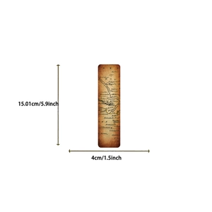 Detailed view of vintage kraft paper map bookmark showing exact 15cm x 4cm dimensions