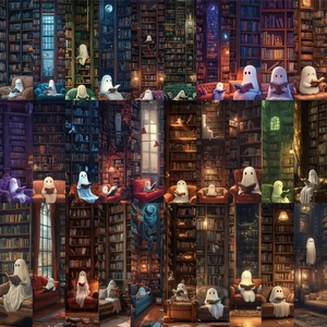 30 pack cartoon ghost reading bookmarks featuring cozy library art and creative designs