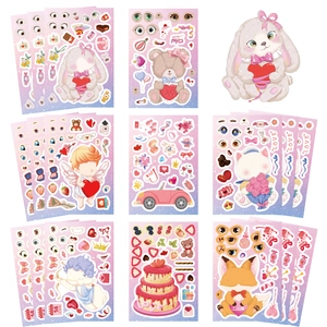 Tema San Valentino Cartoon DIY Adesivo Foglio Set Simpatico Animale Personaggio Impermeabile Decalcomanie Decorative Per Diario