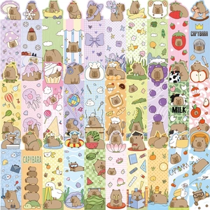 Detailed view of various cute cartoon capybara illustrations for DIY stationery stickers