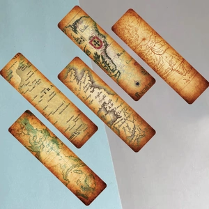 Vintage kraft paper map bookmarks featuring antique nautical charts and geography