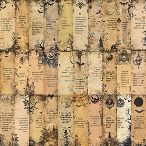 30 vintage Kraft bookmarks with gothic illustrations and motivational English quotes