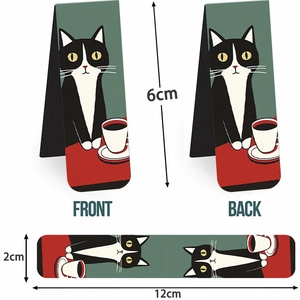 Segnalibro magnetico con gatto divertente e dettagli dimensionali per la lettura