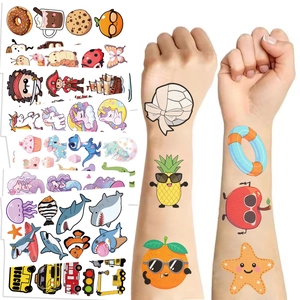 Adesivi per Tatuaggi Temporanei Impermeabili per Bambini Cartone Animato Unicorno Dinosauro Vita Marina Adesivi Corpo per Regalo Festa