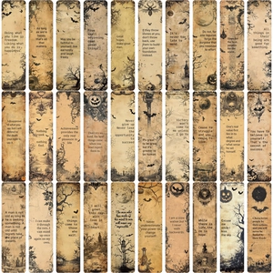 30pcs vintage kraft gothic bookmarks with dark inspirational quotes and retro illustrations
