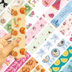30pcs Coquette aesthetic paper bookmarks with orange and floral vintage DIY designs