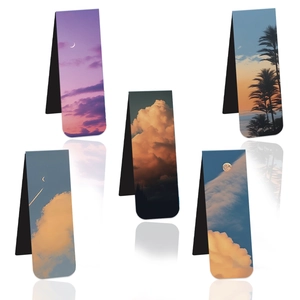 Set of 5 magnetic bookmarks featuring sunset landscapes and nature photography designs