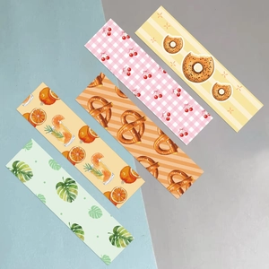 Set of 5 Coquette bookmarks with artistic floral, fruit, and dessert illustrations