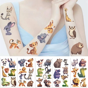 Ensemble de tatouages temporaires colorés pour enfants avec motifs animaux du zoo