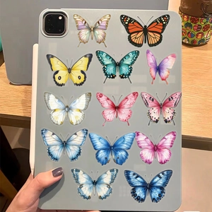 Waterproof colorful PET butterfly stickers for decorating tablet cases and laptops