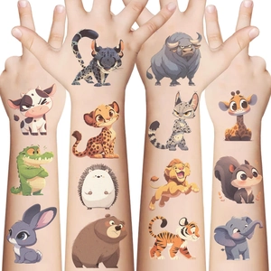 Tatouages temporaires colorés d'animaux pour enfants comme lions et tigres