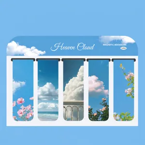 Heaven Cloud magnetic bookmarks set with 5 sky and floral themed page markers