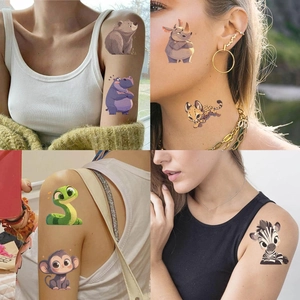 Tatouages temporaires d'animaux mignons sur la peau pour fêtes et cadeaux enfants