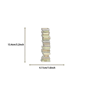 Vertical stack of colorful books bookmark sticker with size dimensions 13.4x4.11cm