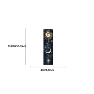 Detaillierte Größenansicht für astronomisches Lesezeichen mit Mond und Sonne in Schwarzgold