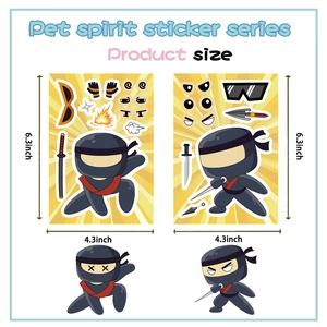 Détail du lot d'autocollants ninja de 6,3x4,3 pouces pour décoration DIY créative