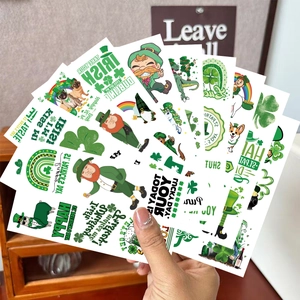Tatouages temporaires St. Patrick avec trèfles, leprechauns et motifs arc-en-ciel