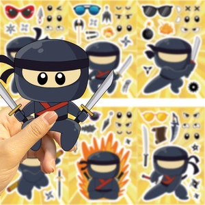 Détails du set d'autocollants ninja DIY avec divers accessoires et expressions variées