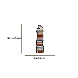 Vintage reading bookmarks with butterfly skull and stacked books design, 5.9 inch height