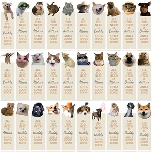 30-piece set of funny cat and dog meme bookmarks with inspirational reading quotes