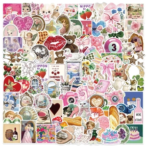 Ästhetische Rosa Y2K Aufkleber Wasserdichte Vinyl-Abziehbilder Für Laptop Gitarre Gepäck DIY Journal Dekoratives Sammelalbum-Set
