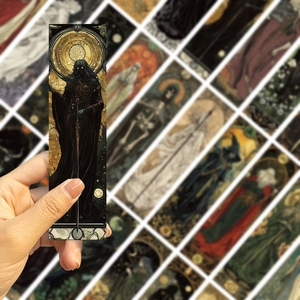 30pcs vintage wizard gothic paper bookmarks featuring a hooded warrior and gold halo
