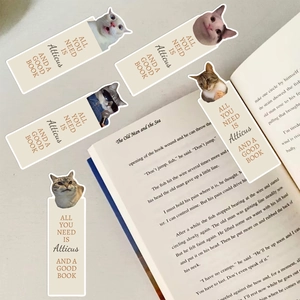Set of 5 funny cat bookmarks with motivational quotes for reading accessories