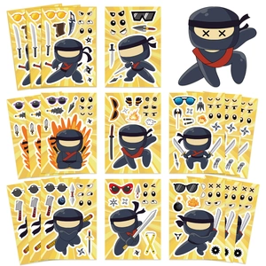 Set d'autocollants ninja DIY avec diverses expressions et armes pour décor de téléphone