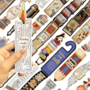 Vintage style candle sticker with Reading creates life quote for book lovers and journaling